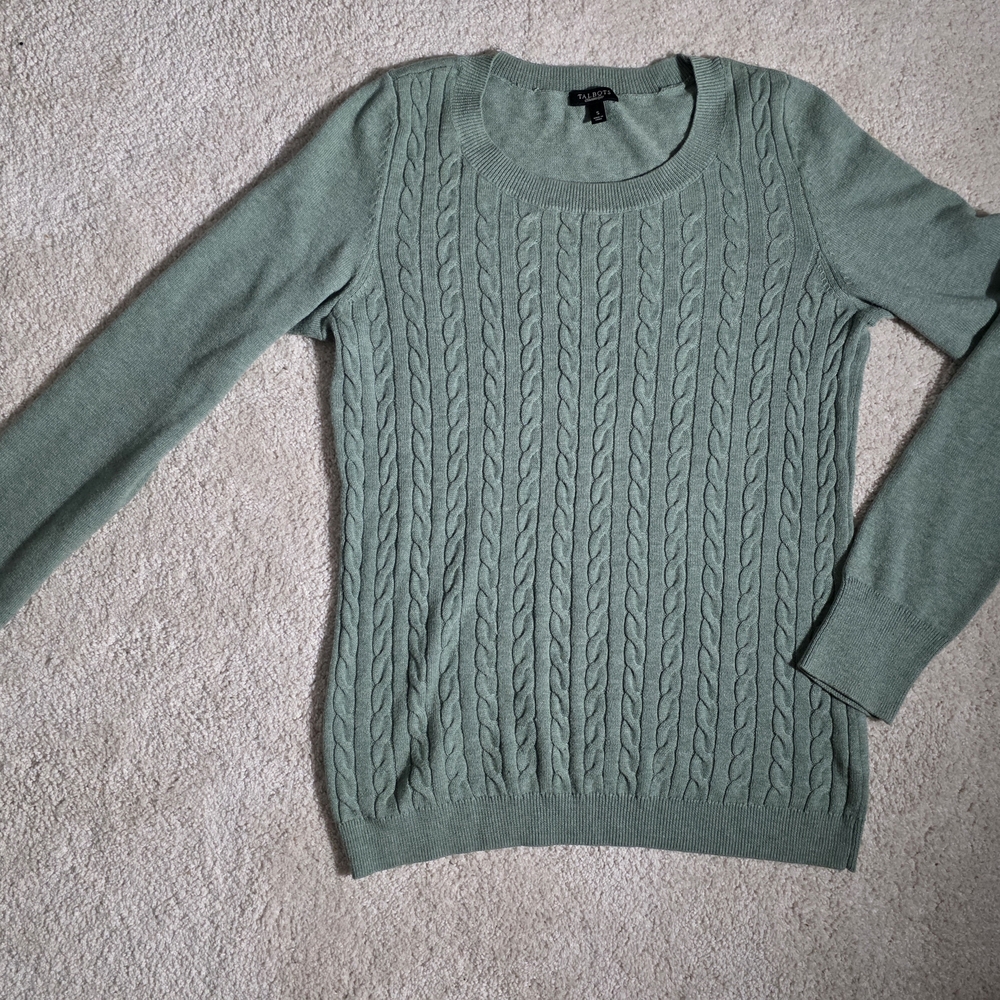 Talbots Green Cable Knit Sweater